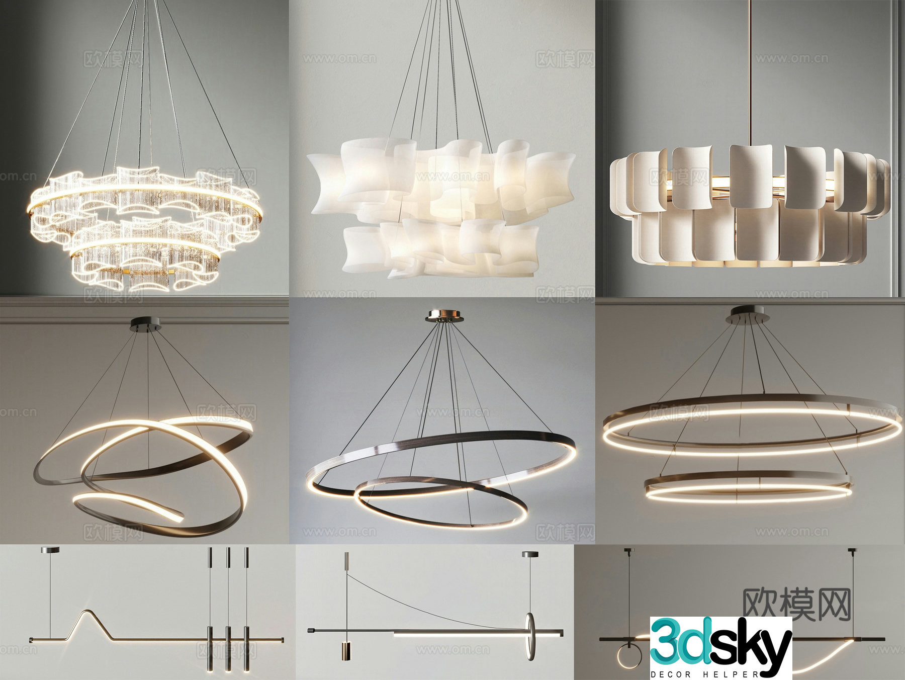 Modern Chandelier Decorative Light 3D Model