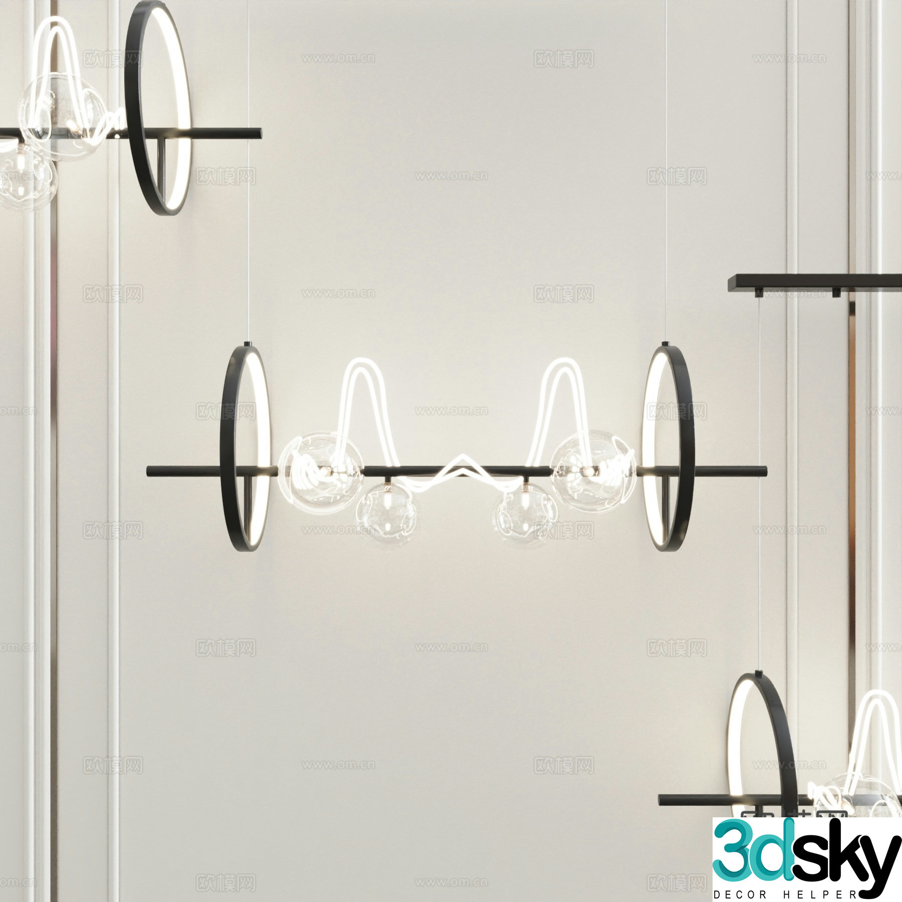 Modern Chandeliers Restaurant Chandeliers Strip Chandeliers 3D Model