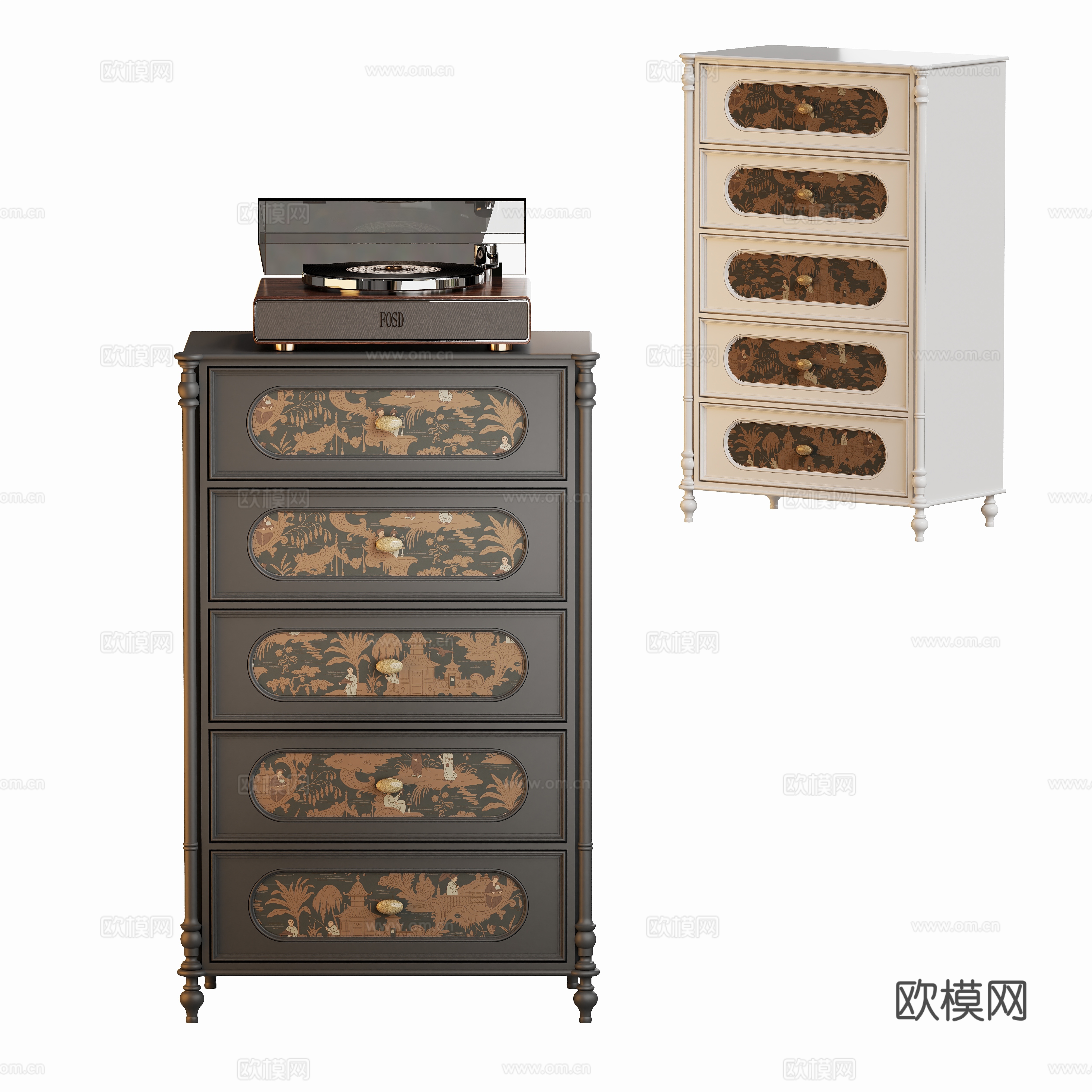 Modern French decorative high cabinet side cabinet 3D model