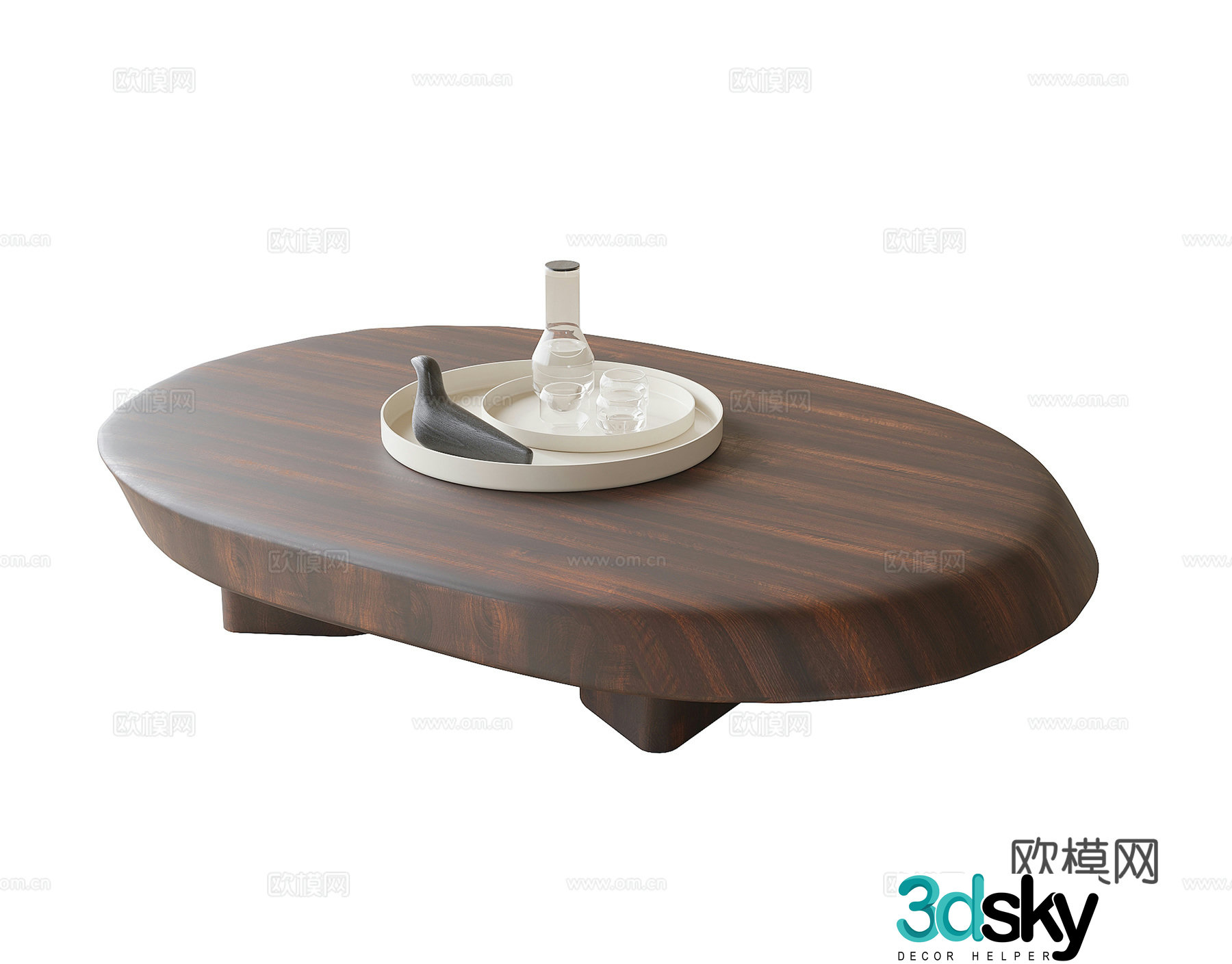 Modern solid wood coffee table 3D model
