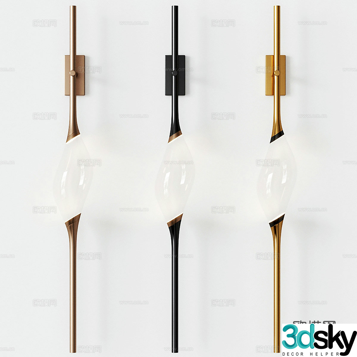 New Chinese style light luxury decorative wall light 3D model