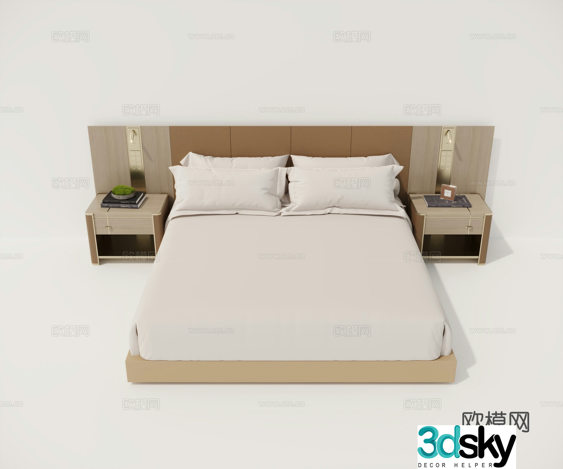 Double bed nightstand 3d model