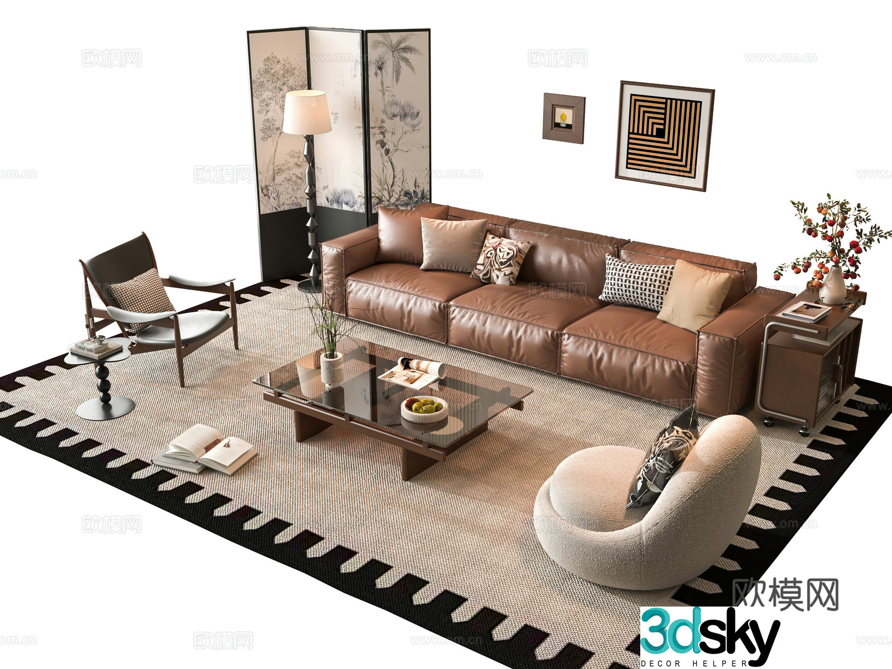 French sofa combination 3D model