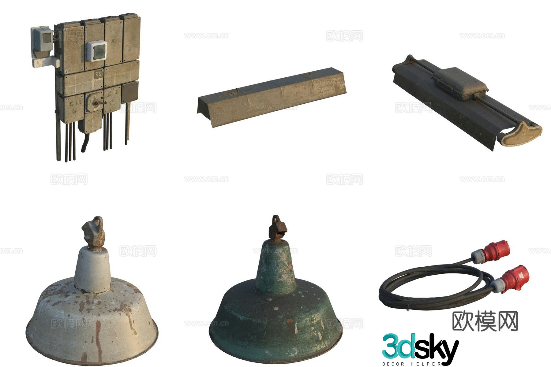 Electrical power circuit wires and light meter 3D model