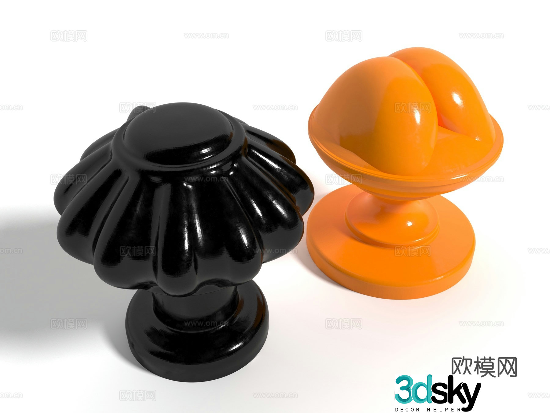 Modern style door handle 3d model