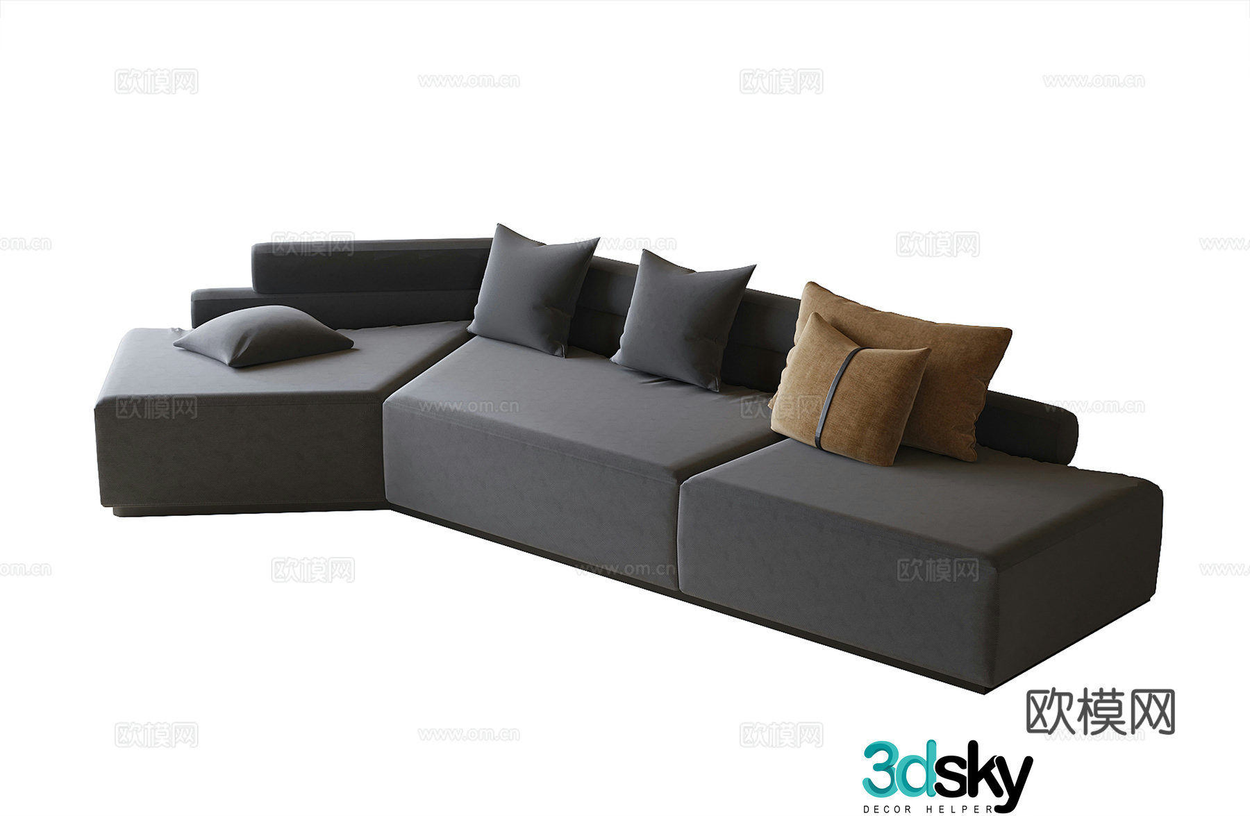 Modern corner sofa multi-person sofa fabric sofa 3d model