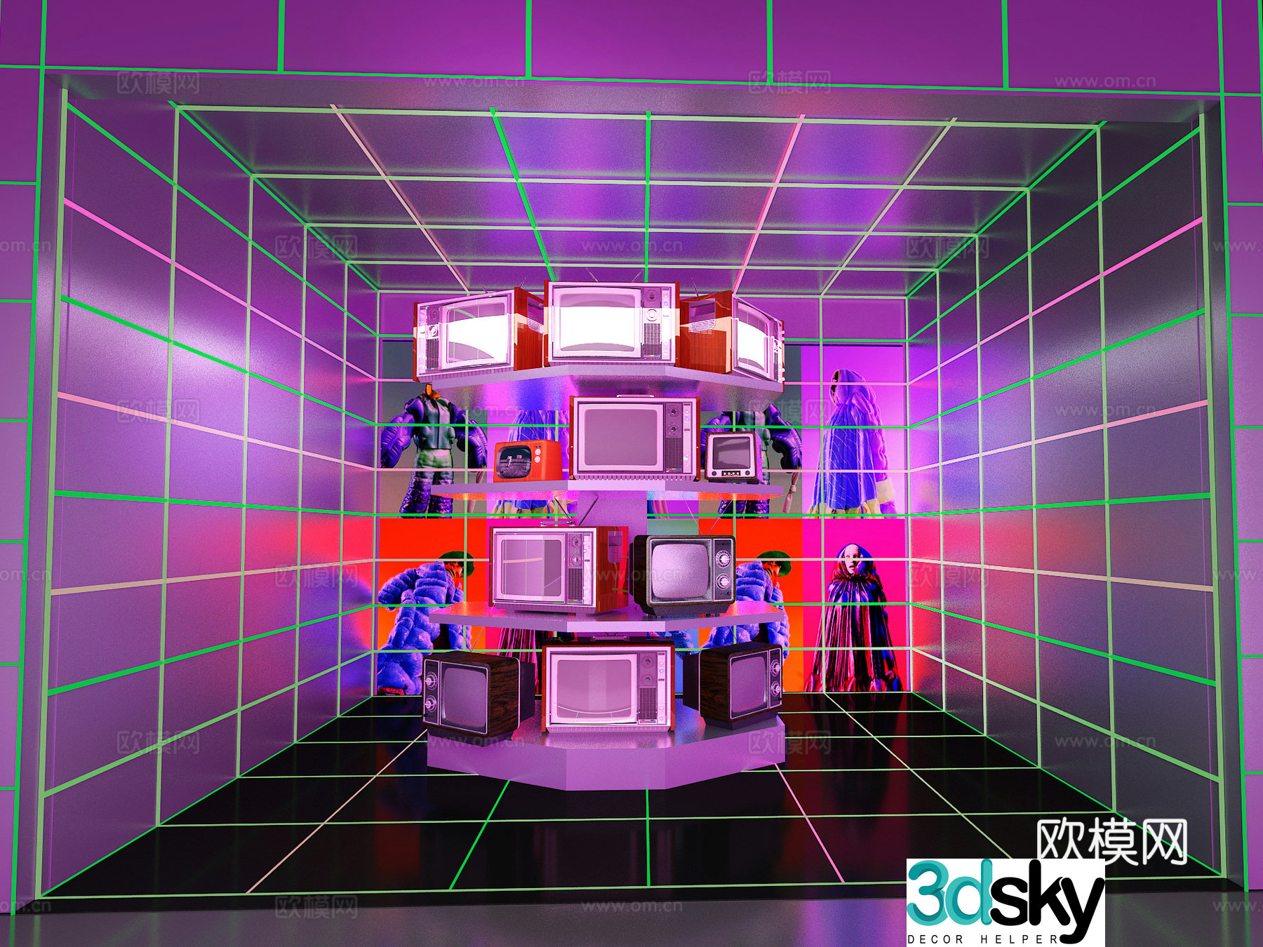 Metaverse Style Cyberpunk Retro TV Photo Check-in 3D Model