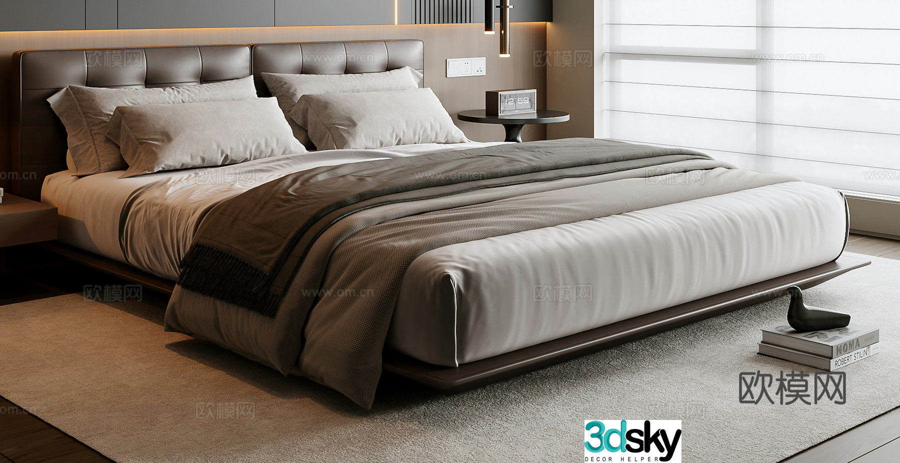 Italian double bed 3d model