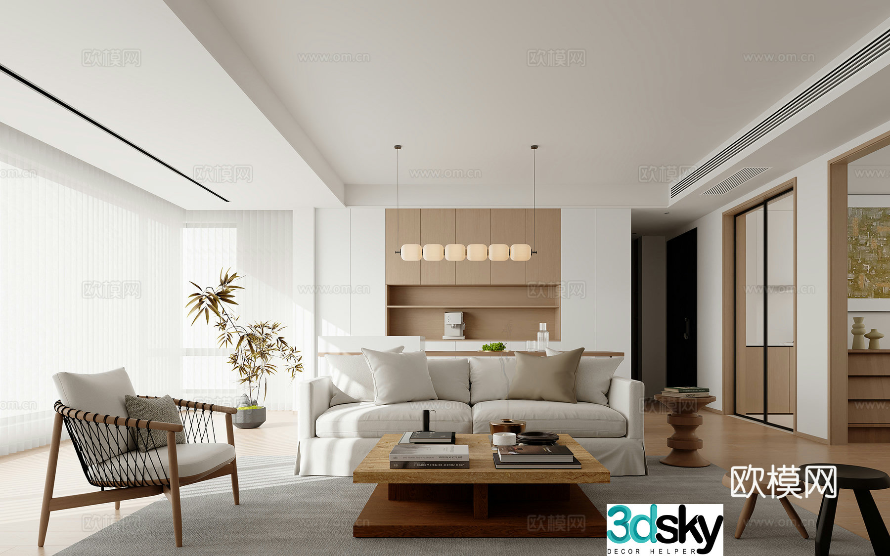 Living and dining room 3d model