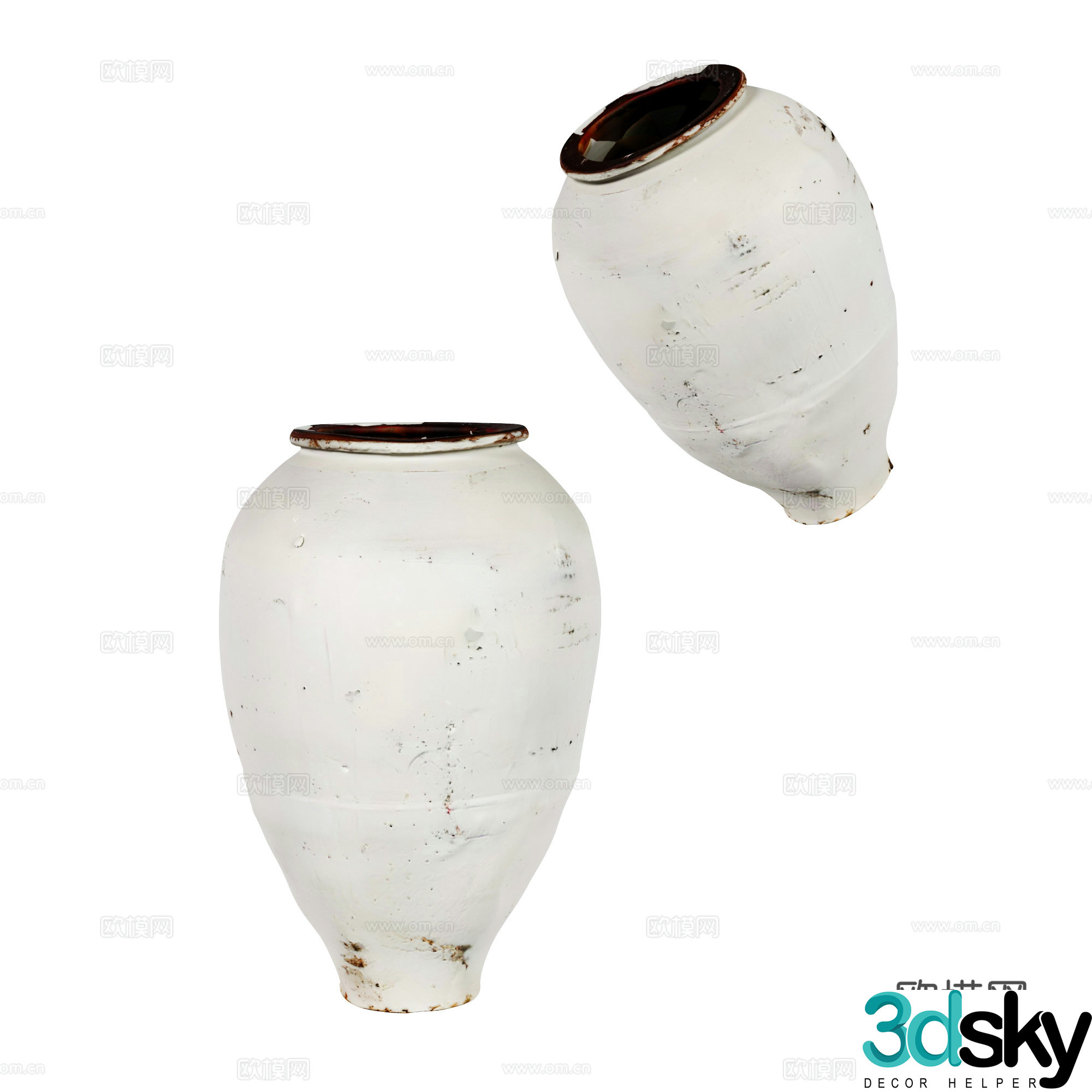 Modern retro white crockery jar 3d model