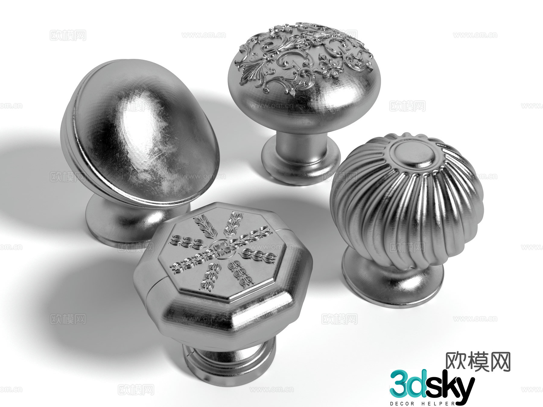 Modern style door handle 3d model