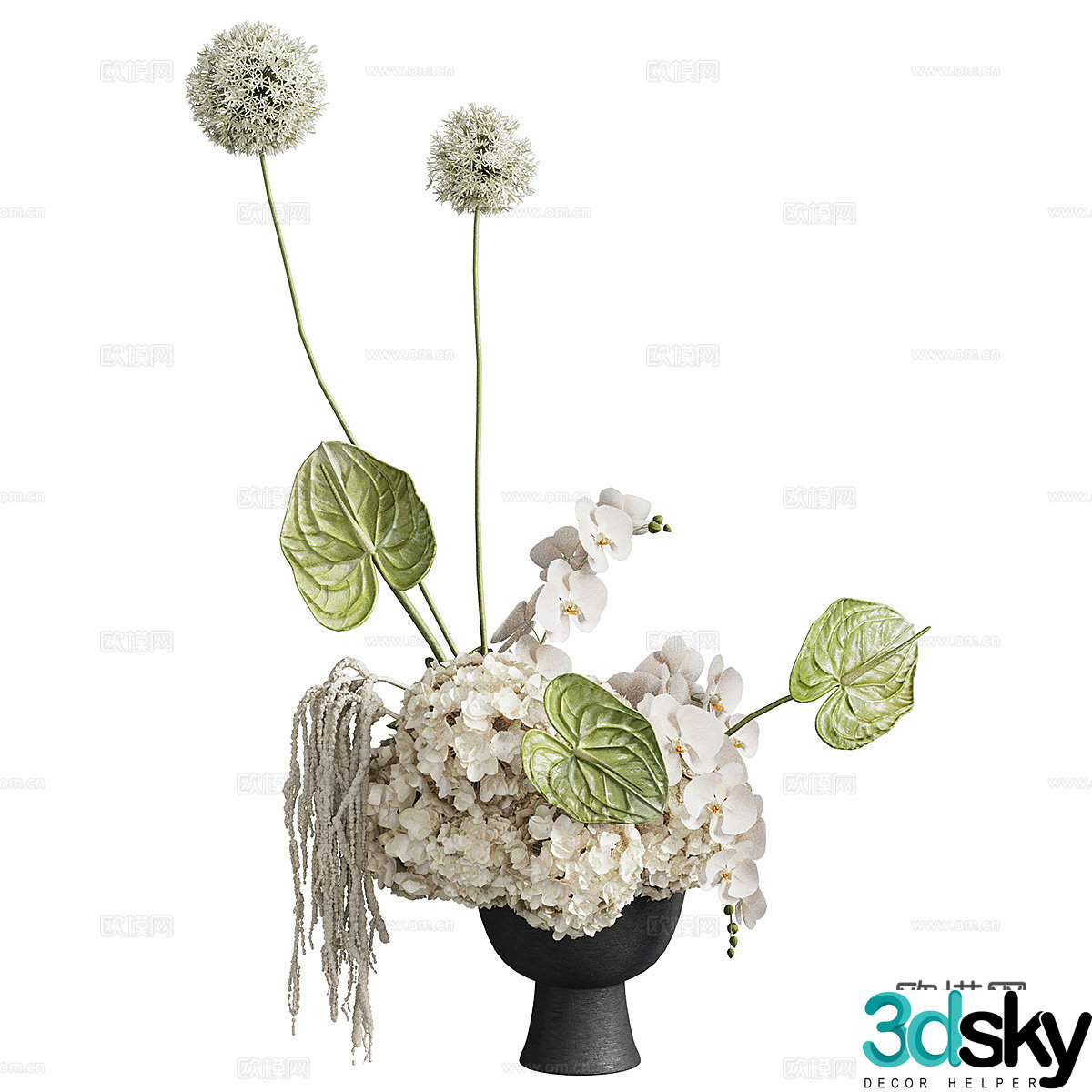 New Chinese vase flower art 3D model