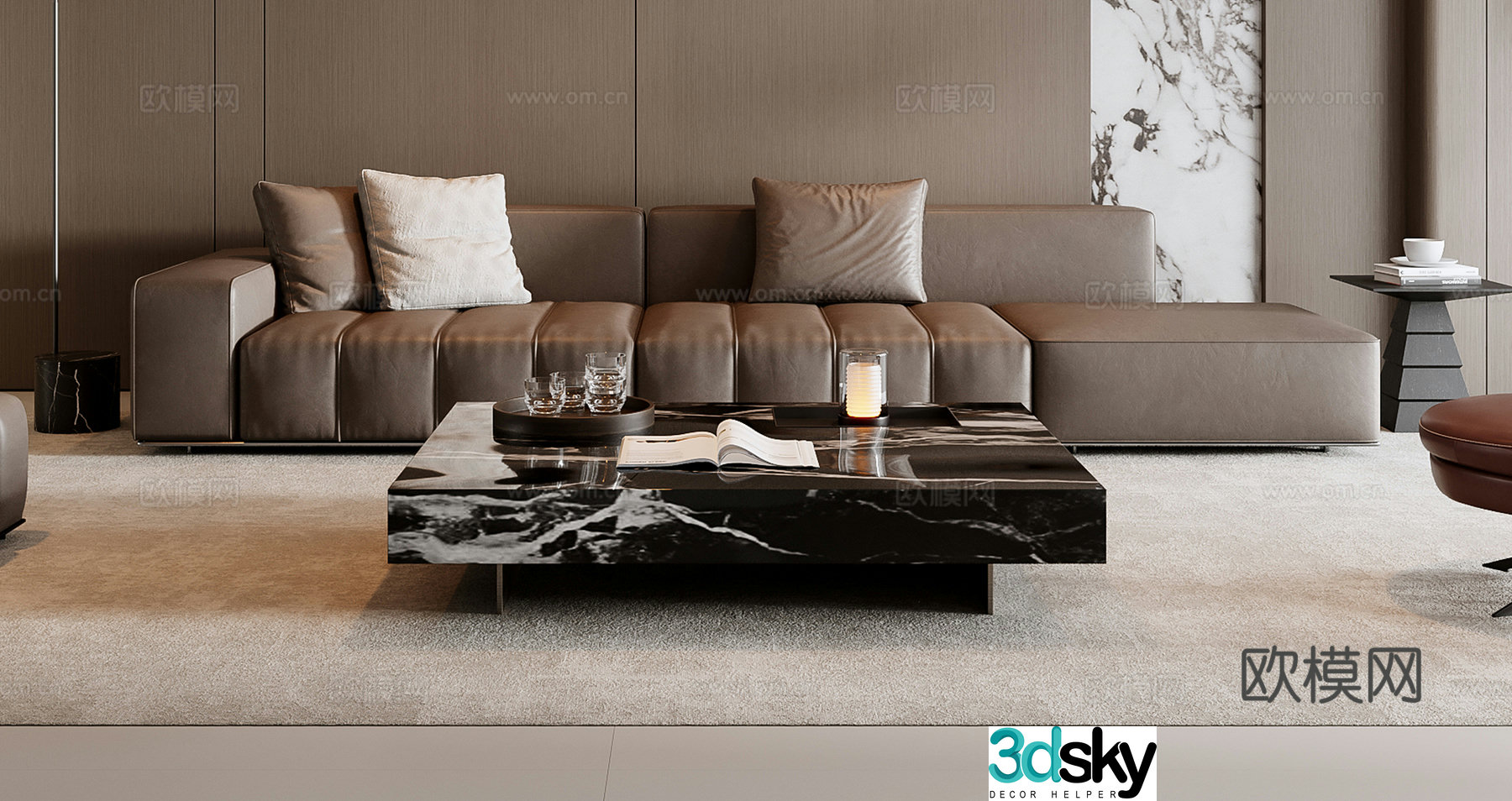 Italian sofa coffee table combination 3D model