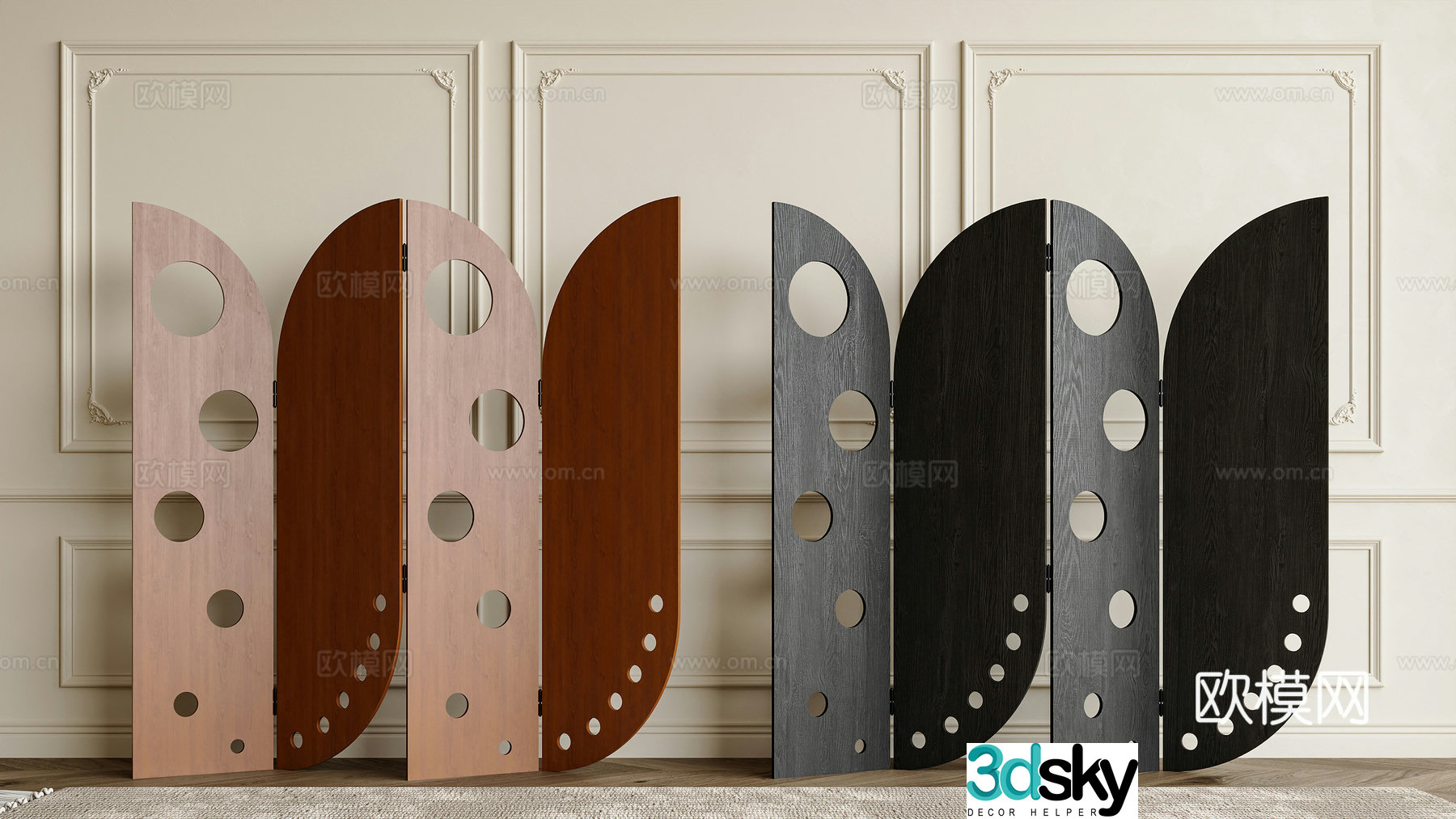 Medium-old screen Wooden screen Foldable screen Medium-old screen Screen partition French screen 3D model