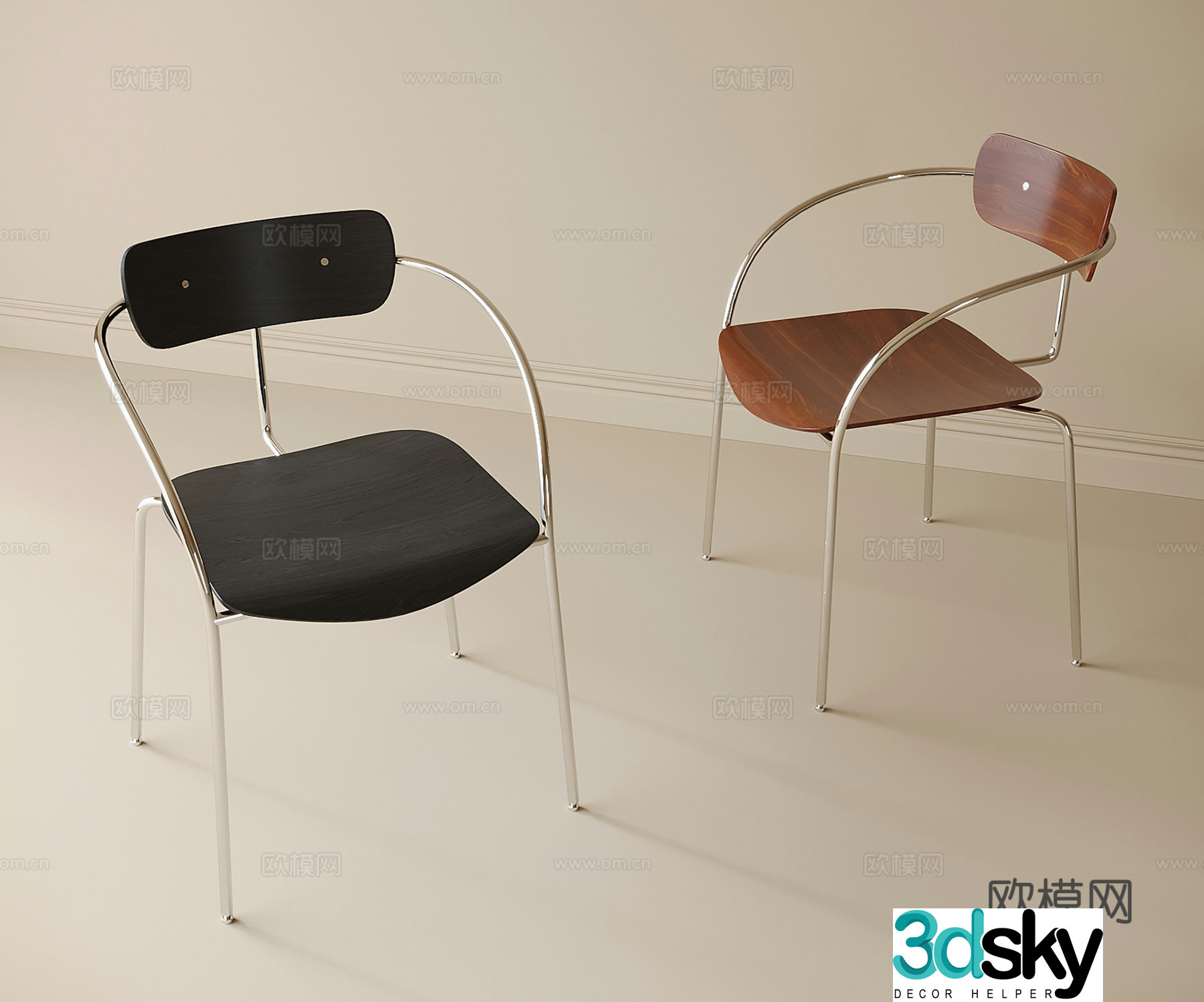Modern single chair dining chair book chair 3d model