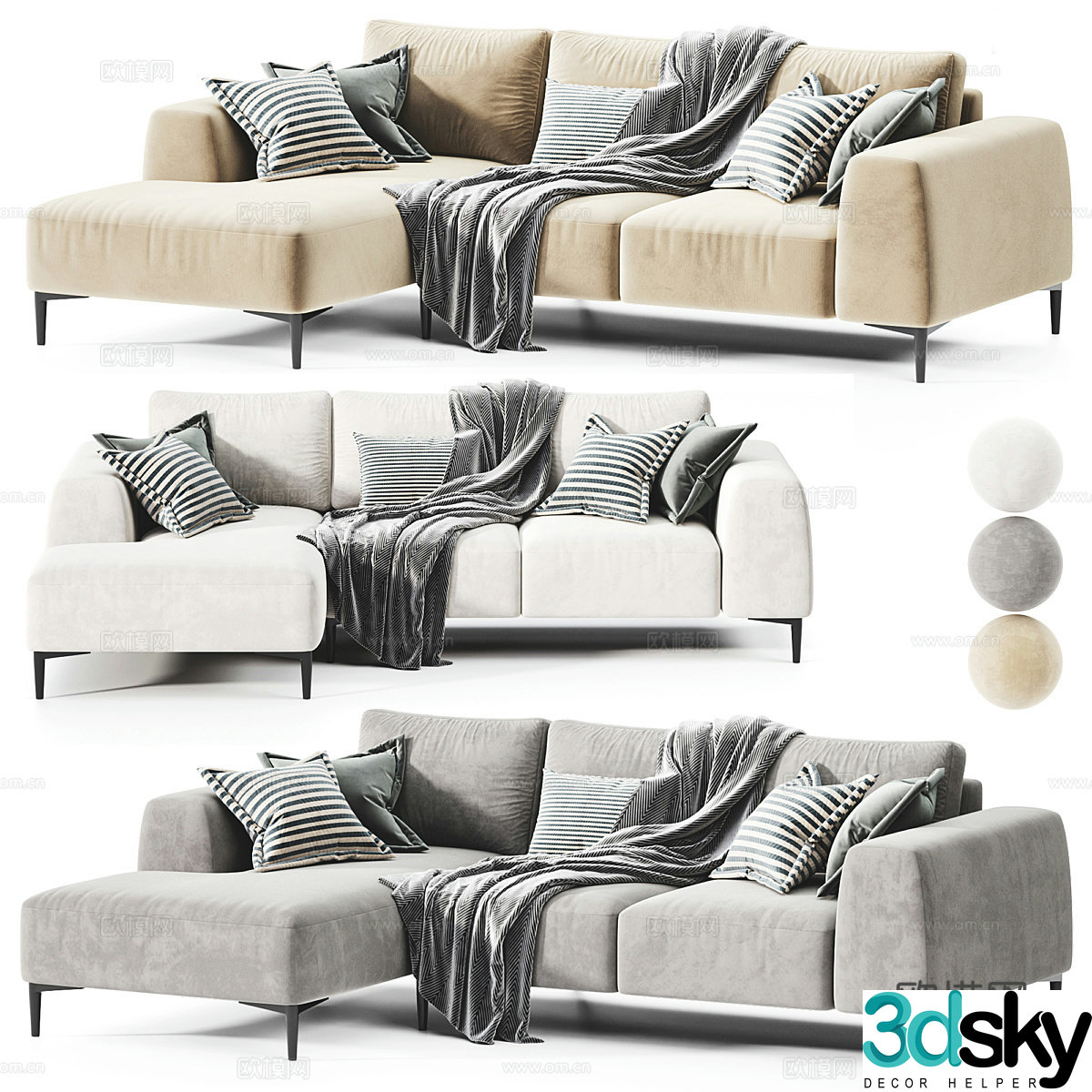 Modern Italian corner sofa 3d model