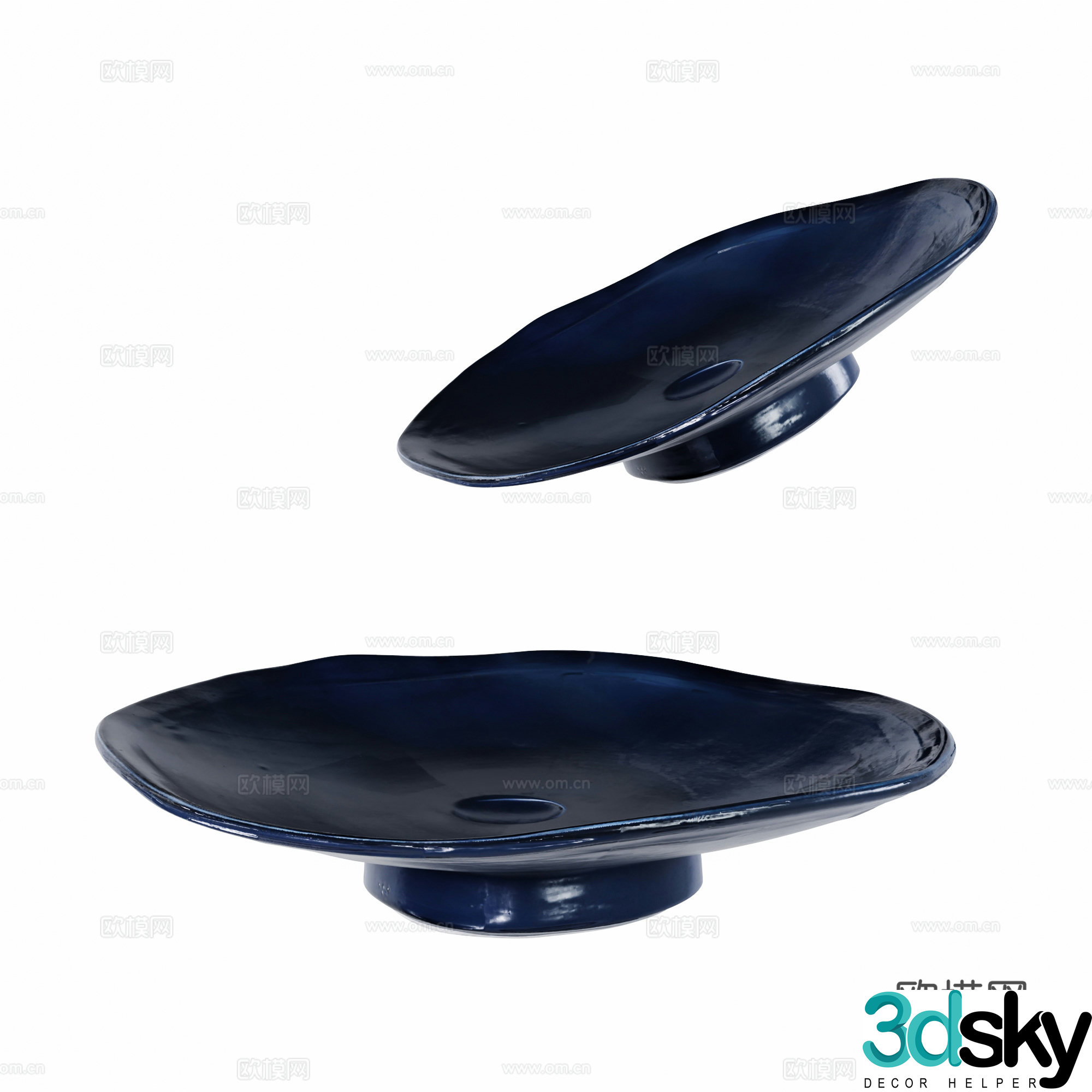 Modern blue fruit tray decorative ornament 3d model