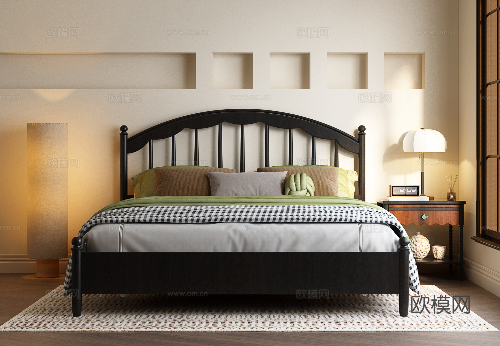 French retro bedroom French retro double bed French double bed Retro bedroom 3d model