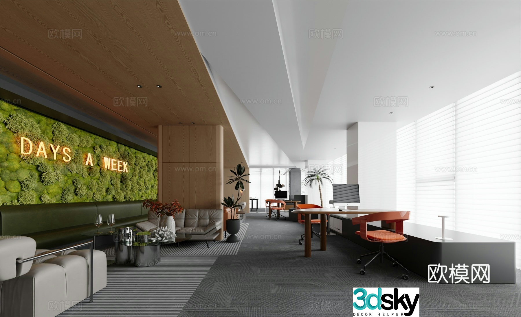 Public office area office desk desk 3d model