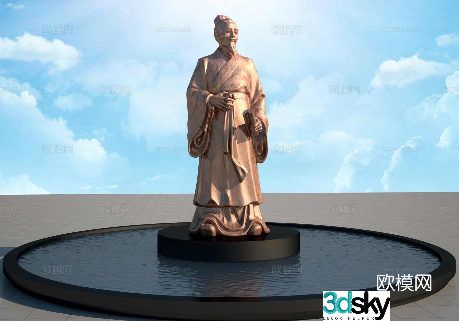 Ancient poet celebrity sculpture 3d model