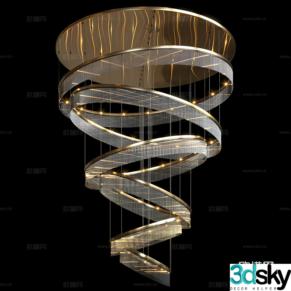 New Chinese style light luxury decorative chandelier 3D model
