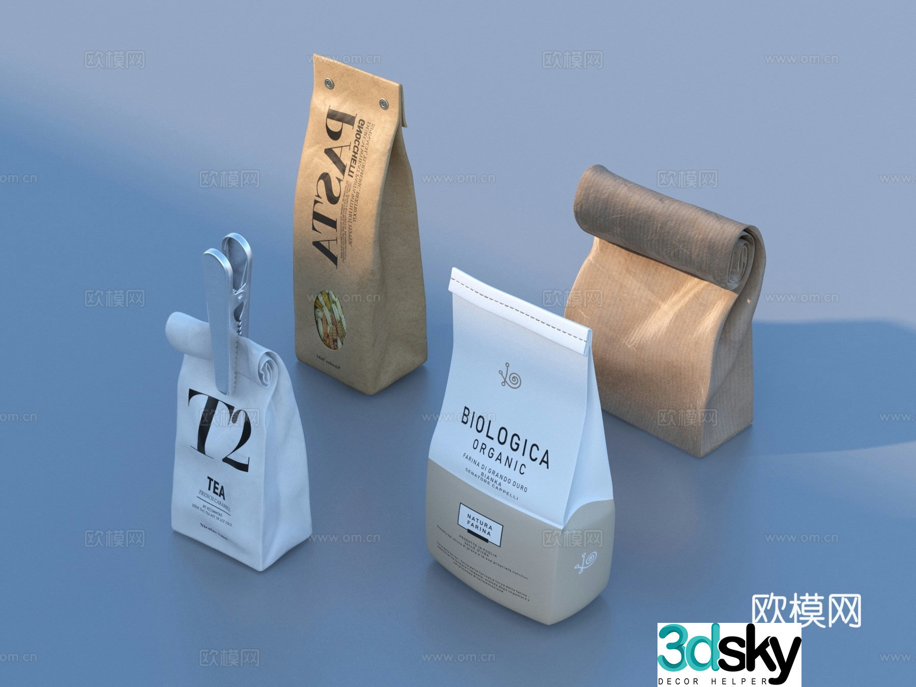 Paper bag coffee bag tea bag packaging bag 3d model