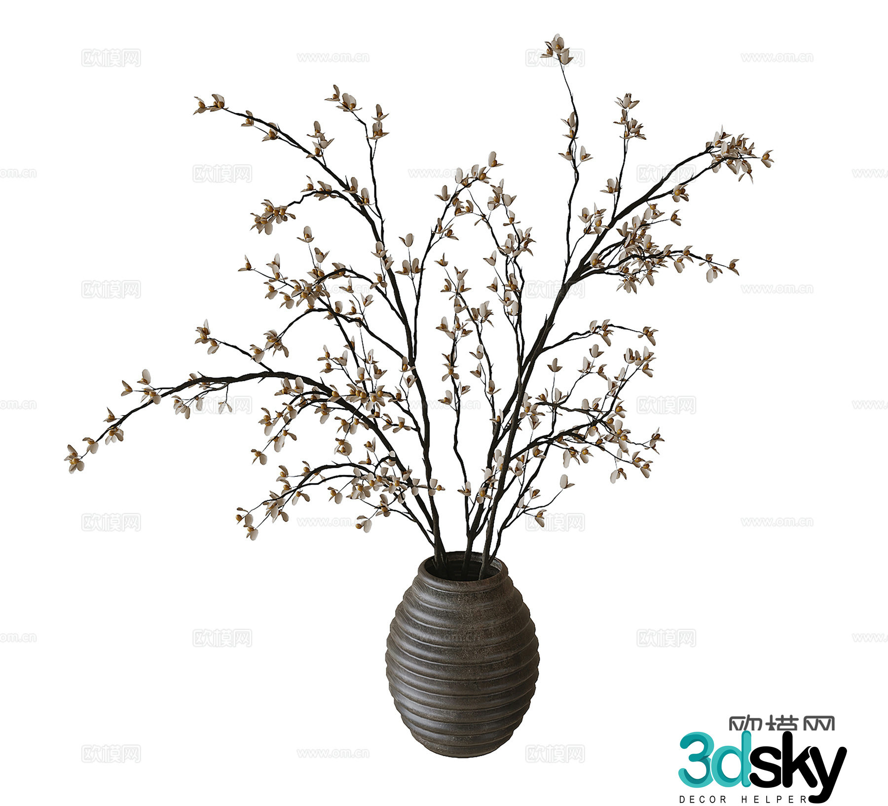 Modern vase flower art flower arrangement flower art 3d model