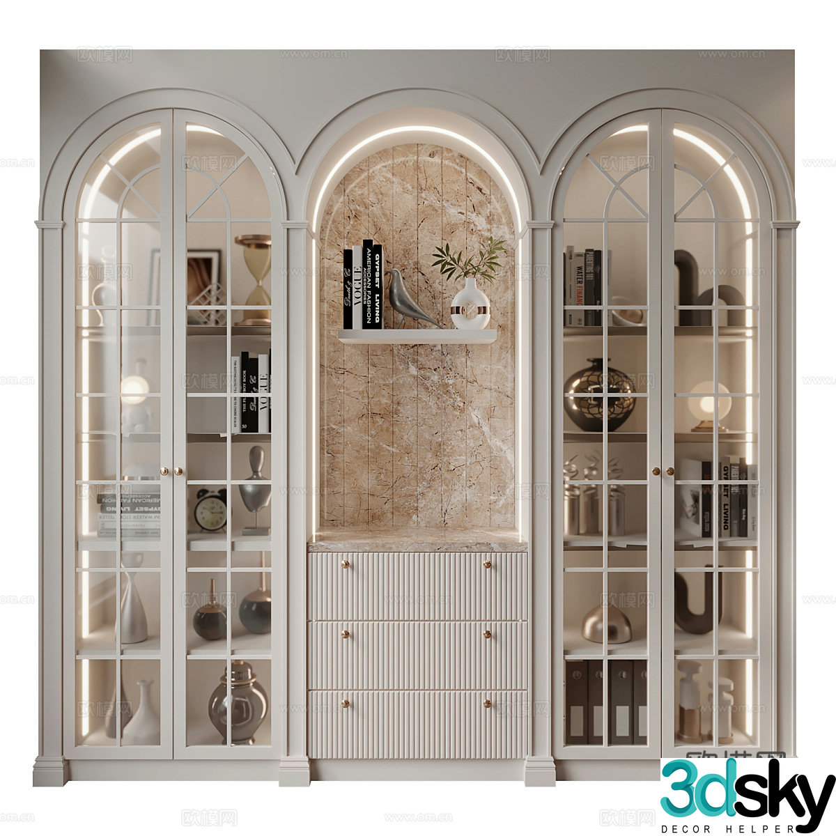 European light luxury bookcase 3D model