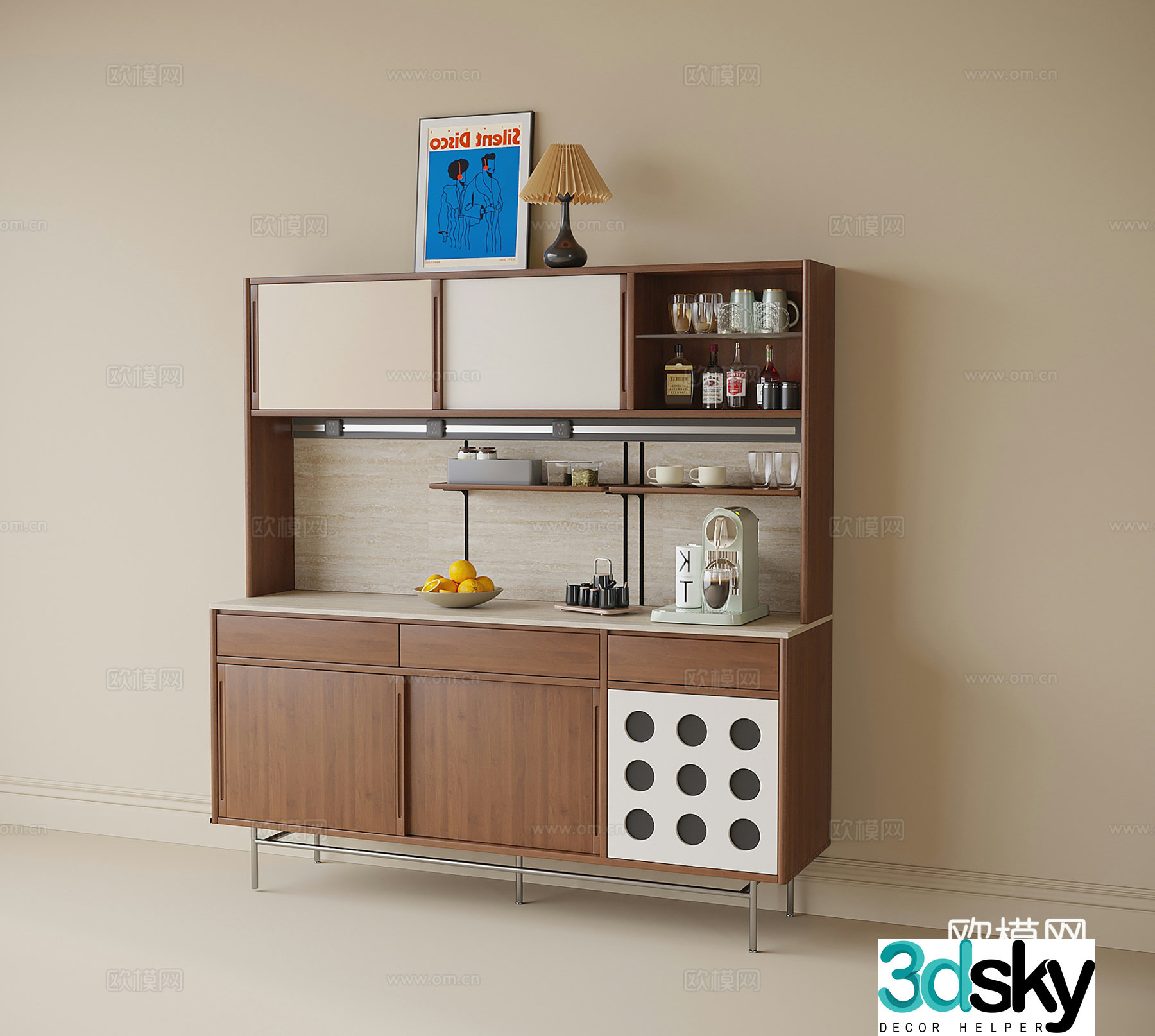 French bedside cabinet cupboard dining cabinet 3D model