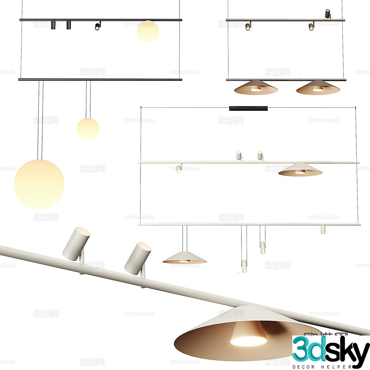 Modern Italian light luxury Vibia decorative chandelier 3d model