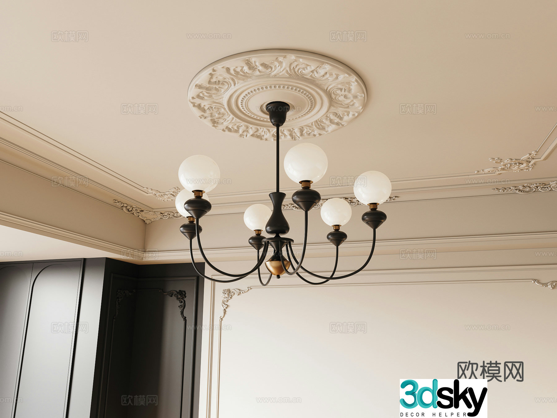 French retro style chandelier 3d model