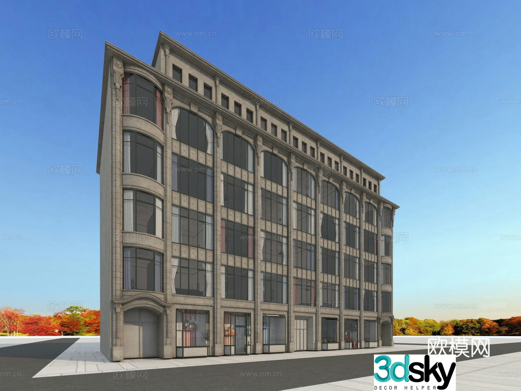 Building appearance European-style building 3d model