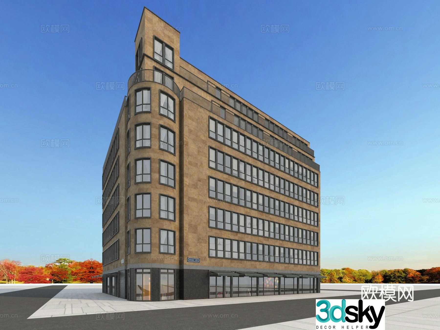 Building appearance European-style building 3d model