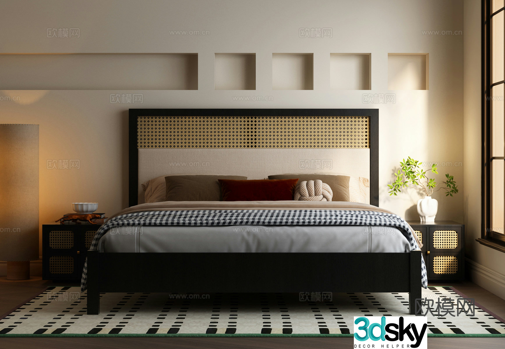 Modern medieval style bedroom Modern medieval style double bed 3d model
