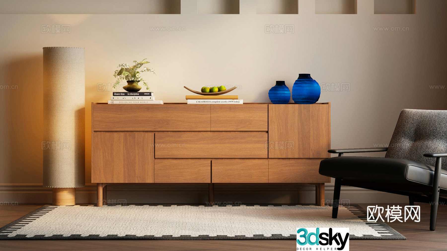 Modern Nordic decorative cabinet Nordic porch cabinet Modern Nordic sideboard Decorative cabinet 3D model