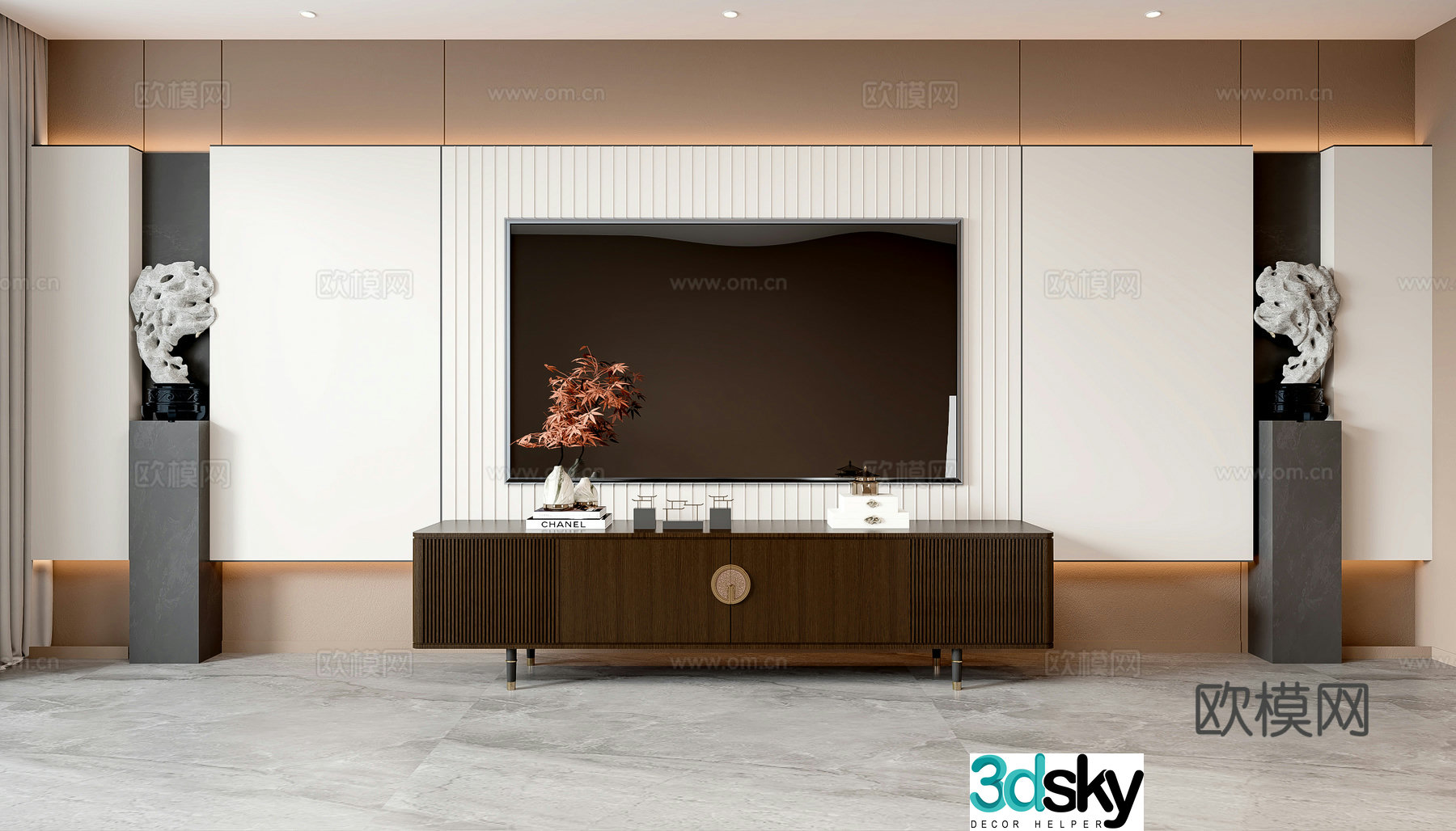 New Chinese TV background wall 3D model