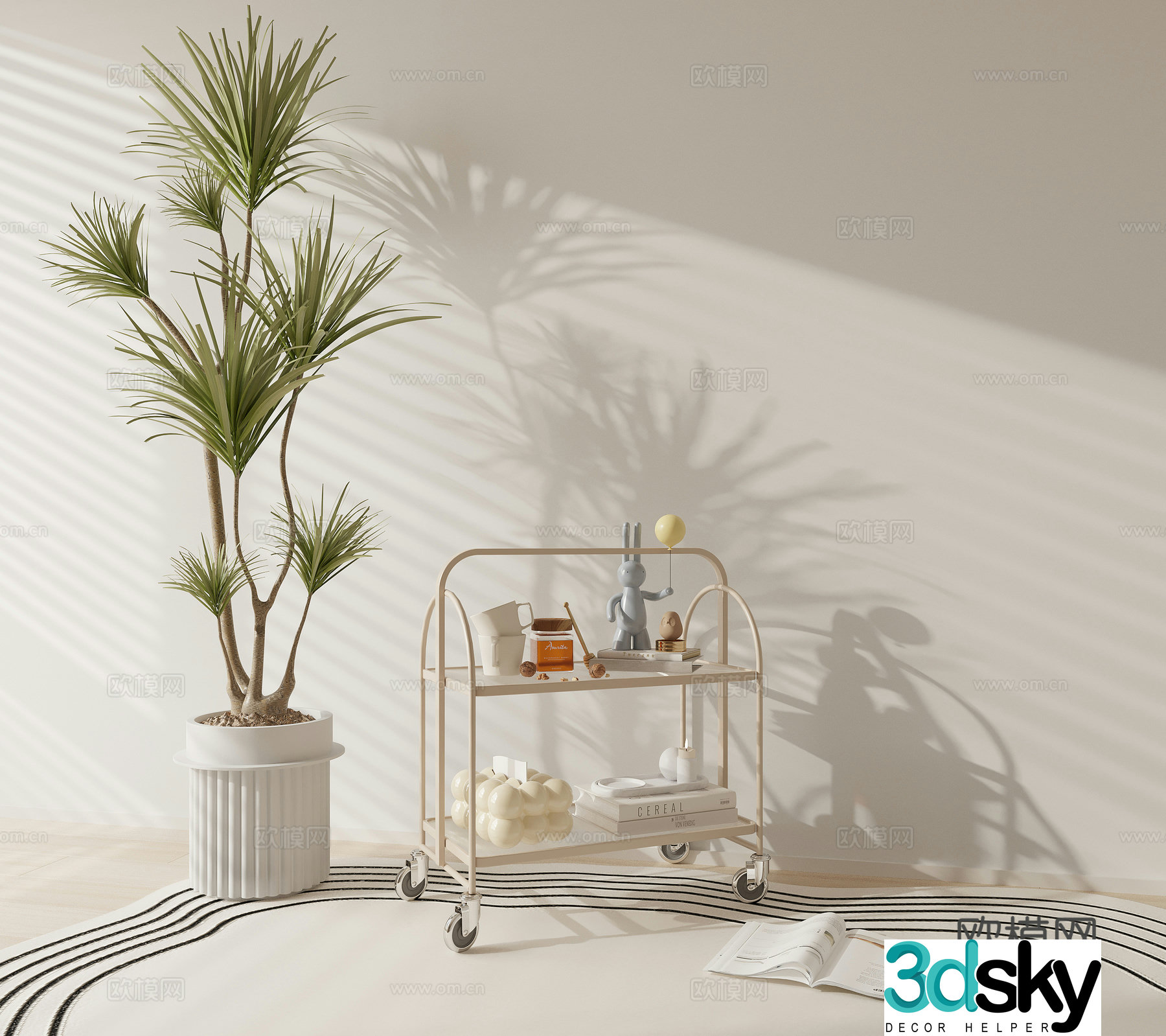 Moving side potted ornaments 3D model