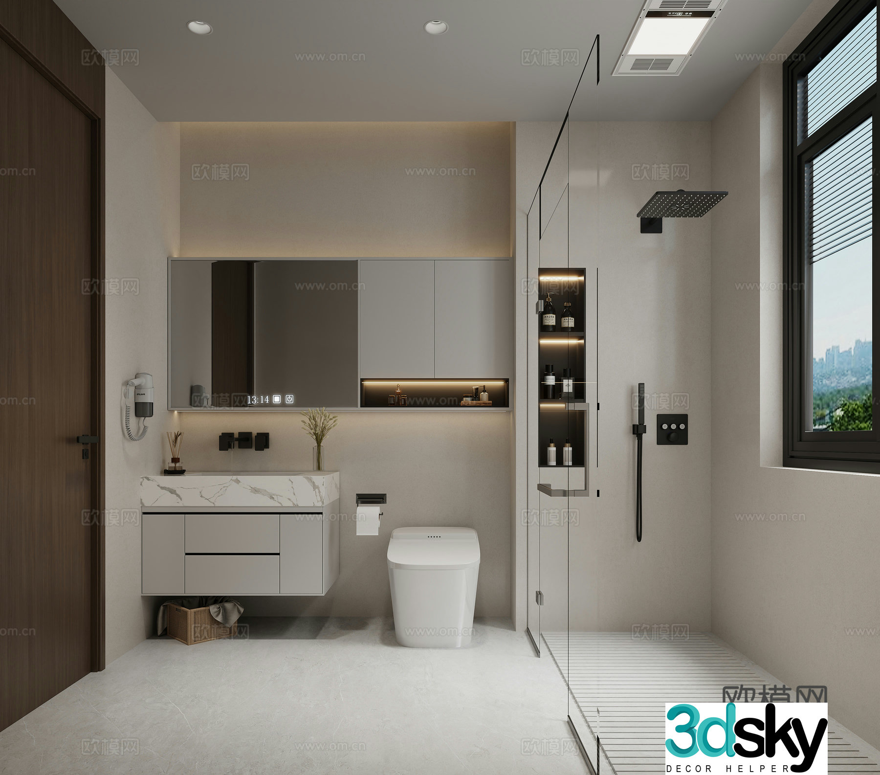 Modern minimalist bathroom 3d model
