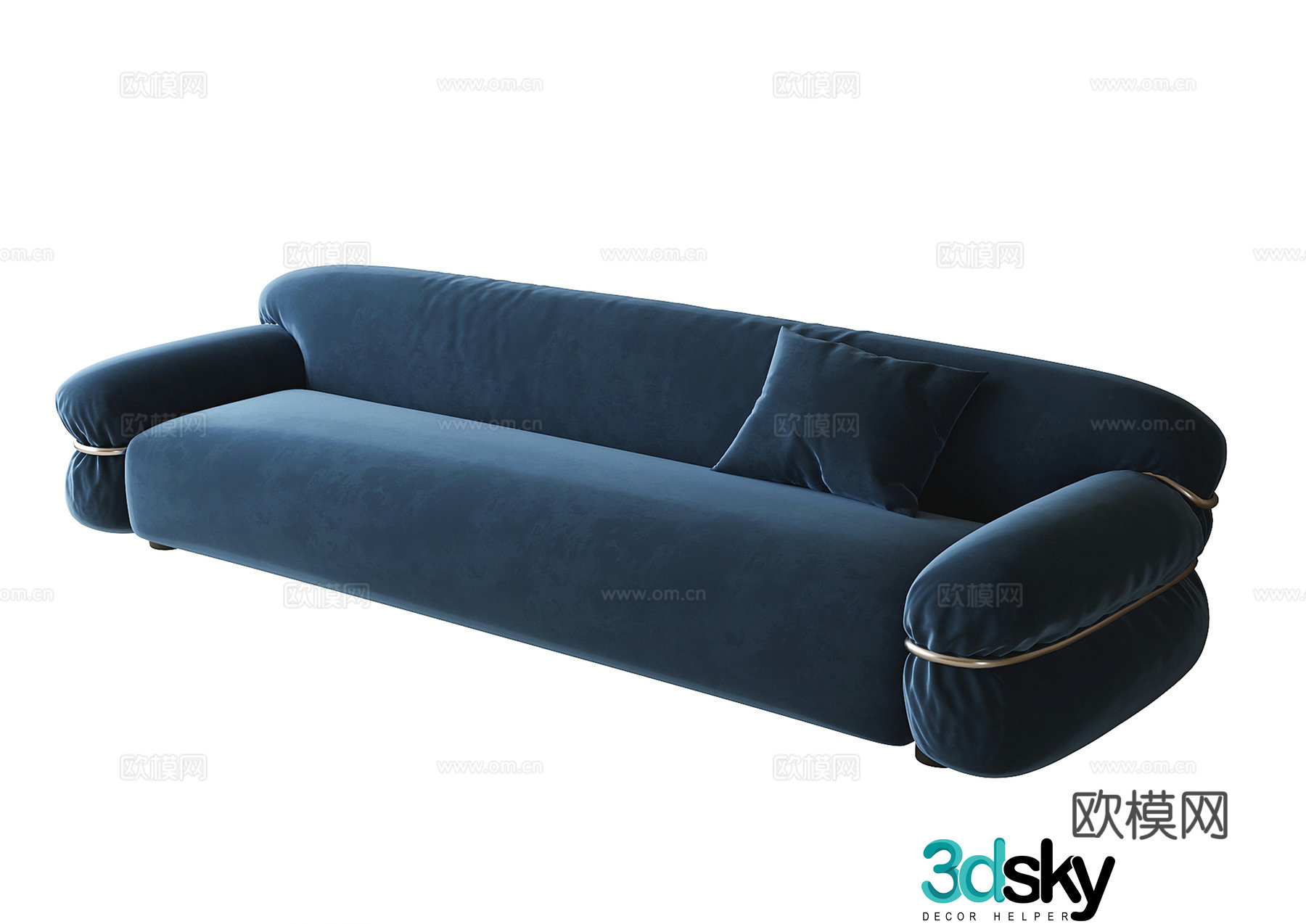 Modern multi-person sofa fabric sofa 3d model