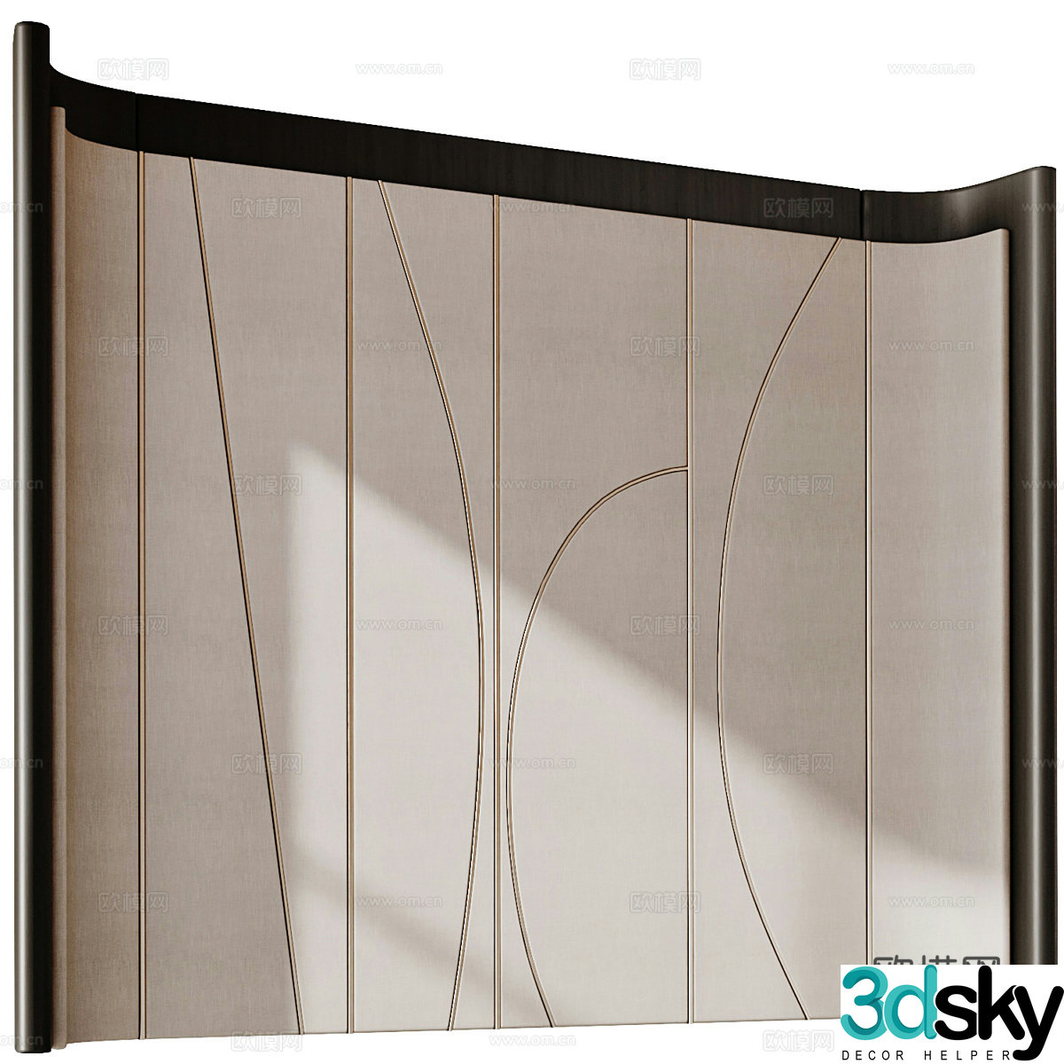New Chinese style bedside background wall 3D model
