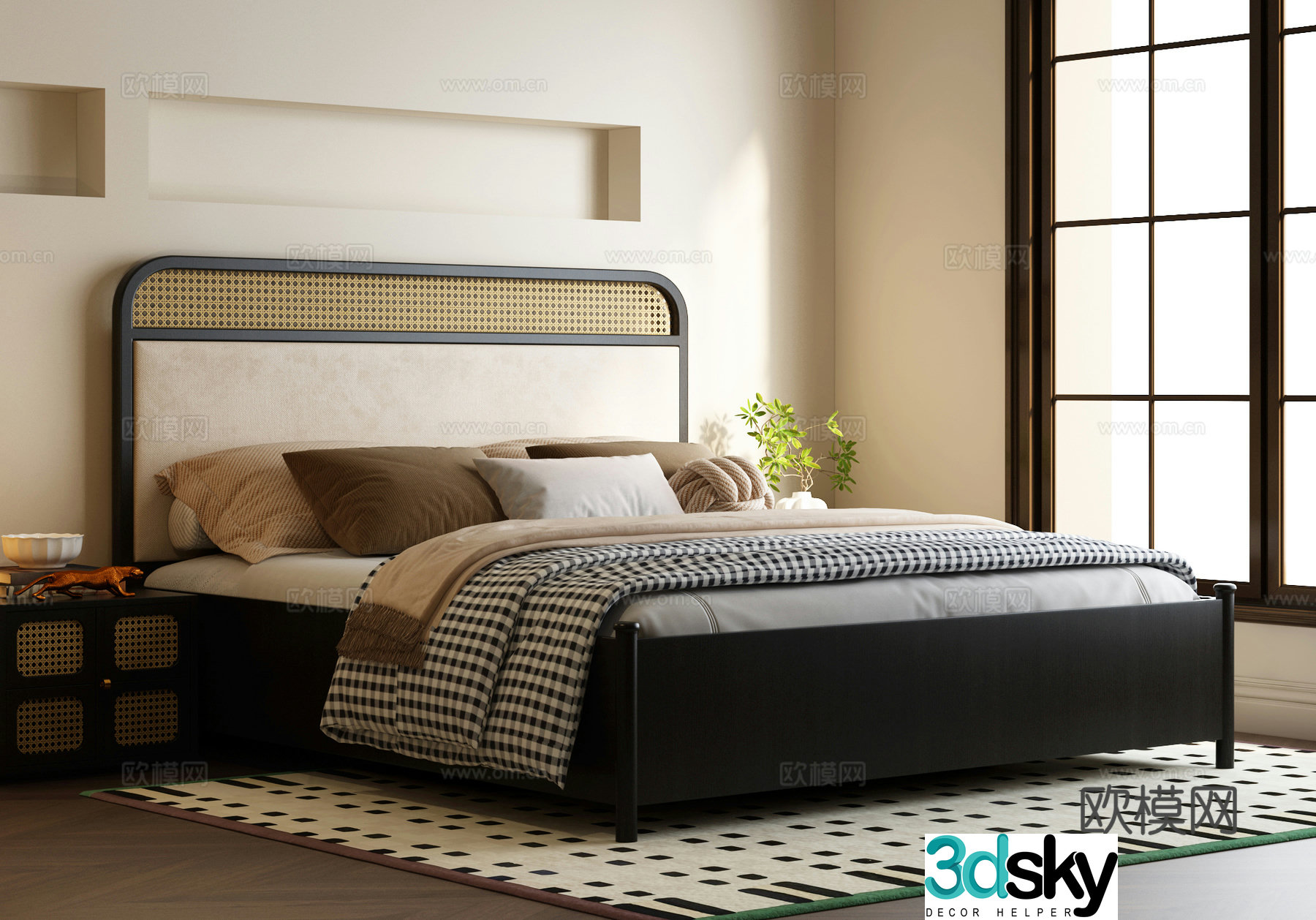 Modern medieval style bed Medium style double bed Modern medieval style bedroom 3D model