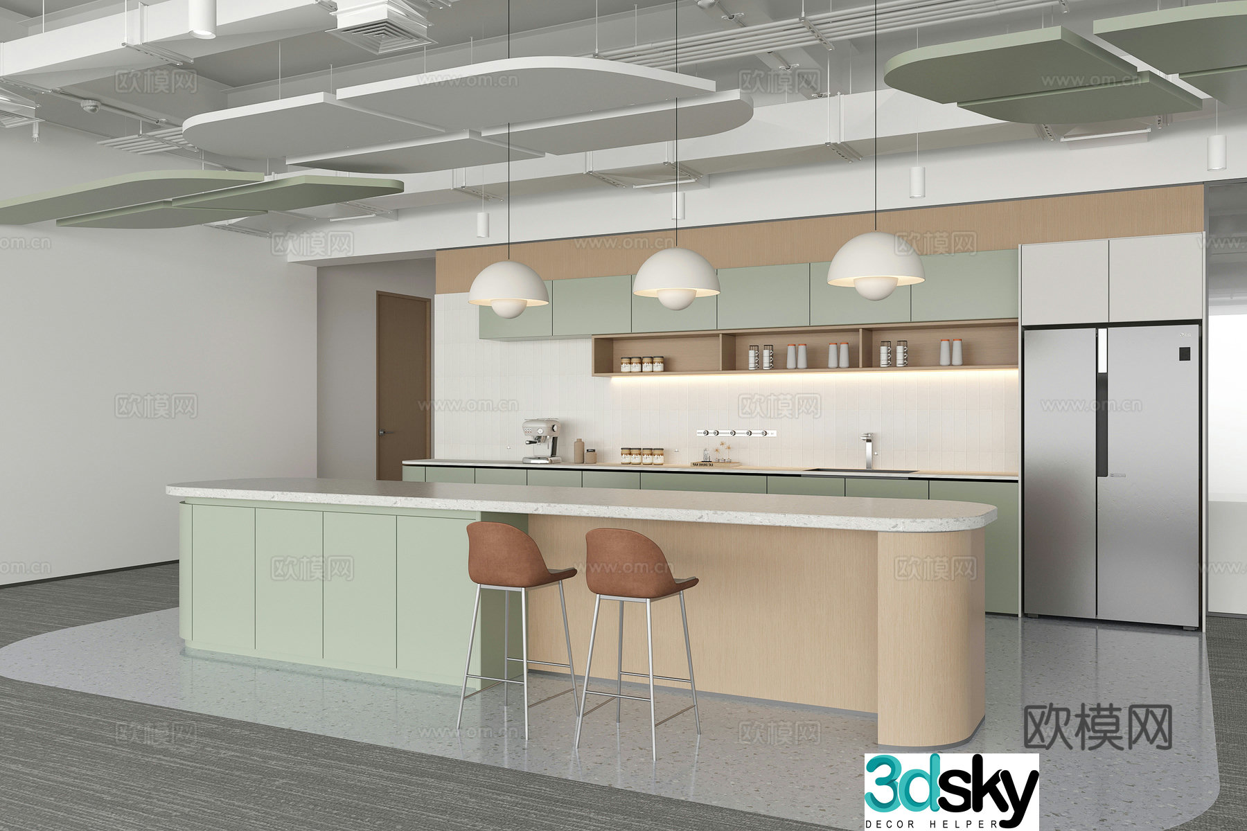 Modern tea room office and lounge area leisure area 3d model