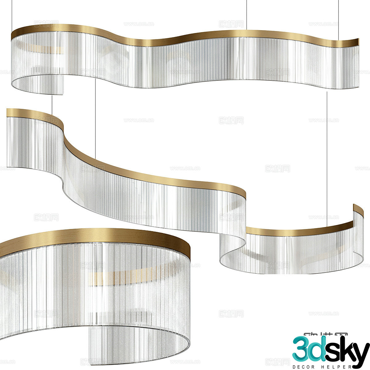 New Chinese style decorative chandelier 3D model