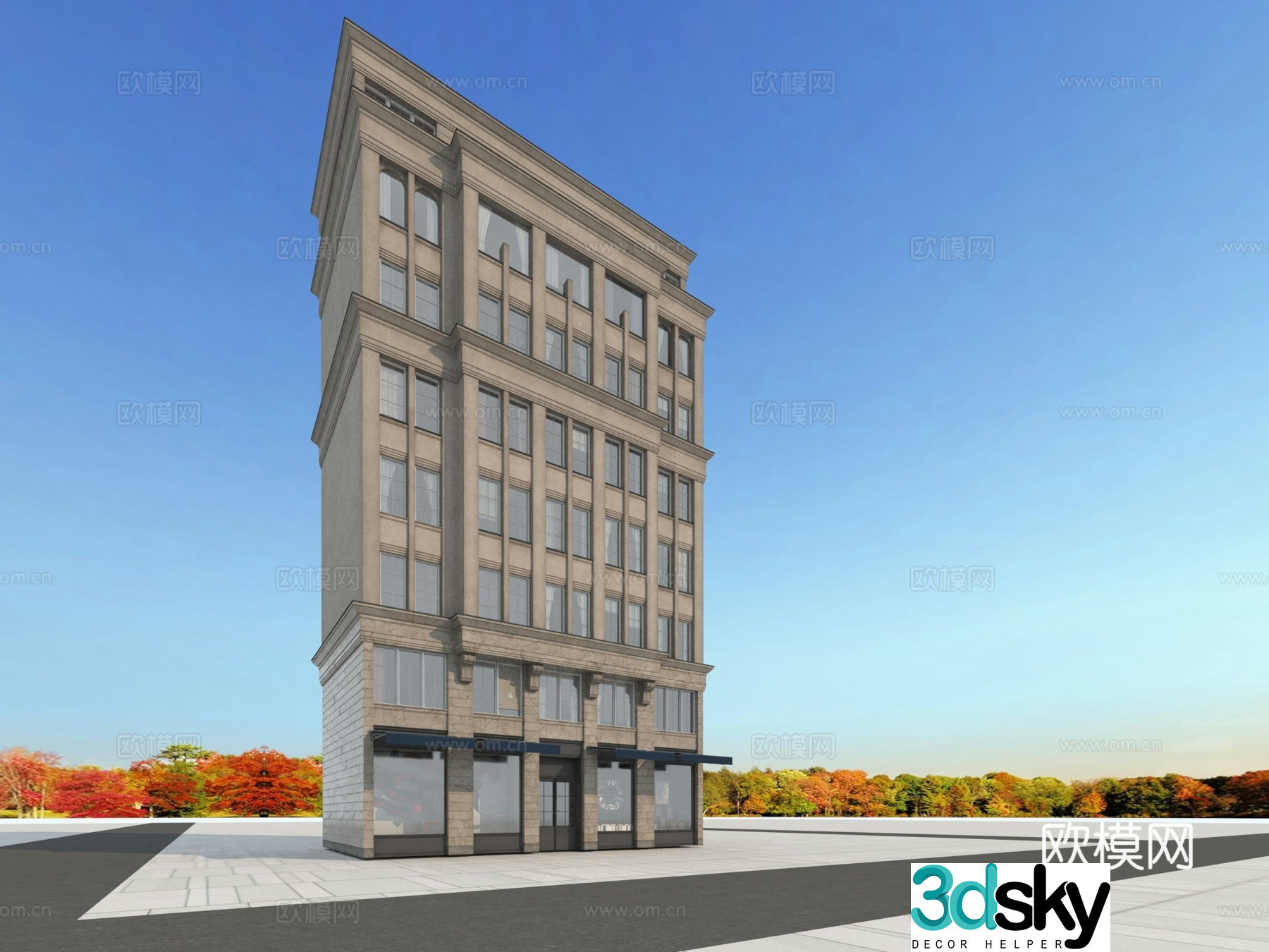 Building appearance European-style building 3d model