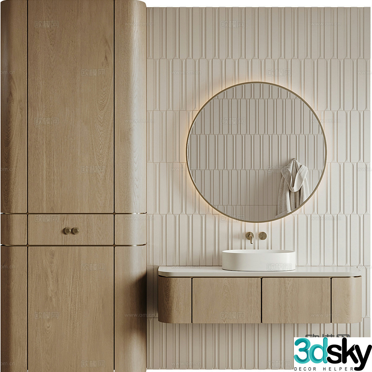 New Chinese style bathroom cabinet 3D model