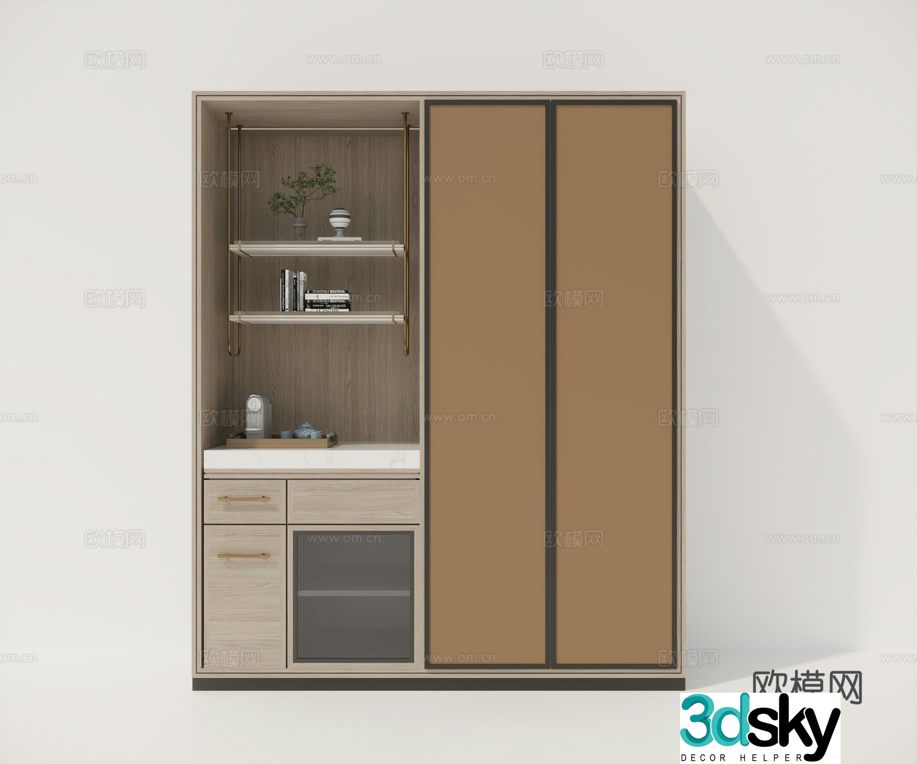 Wine cabinet wardrobe decorative cabinet 3d model