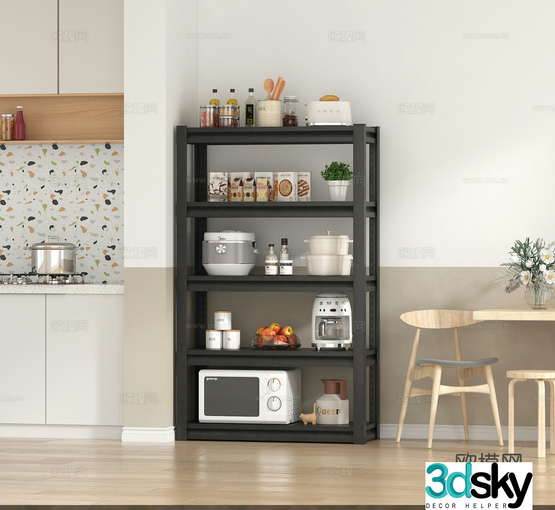 Kitchen shelves Kitchen appliances Kitchen supplies 3d model