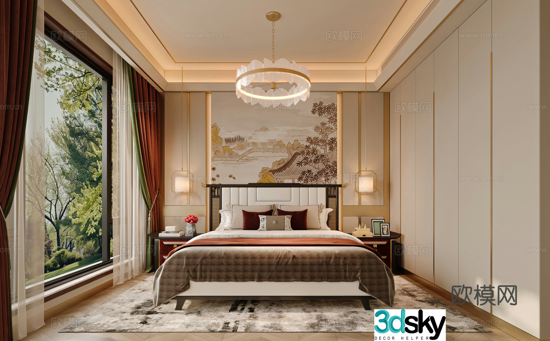 New Chinese bedroom 3D model