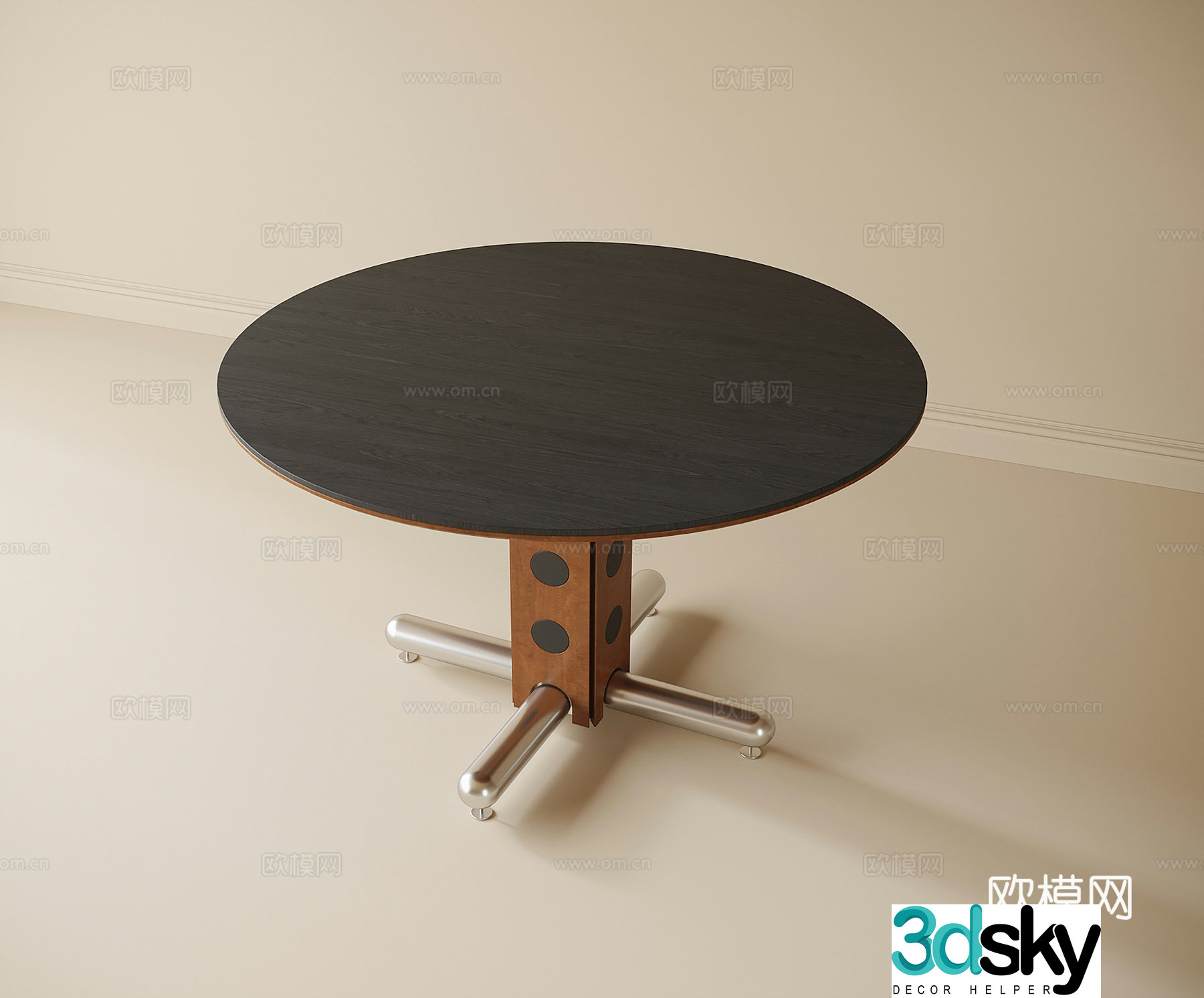 French round dining table 3d model