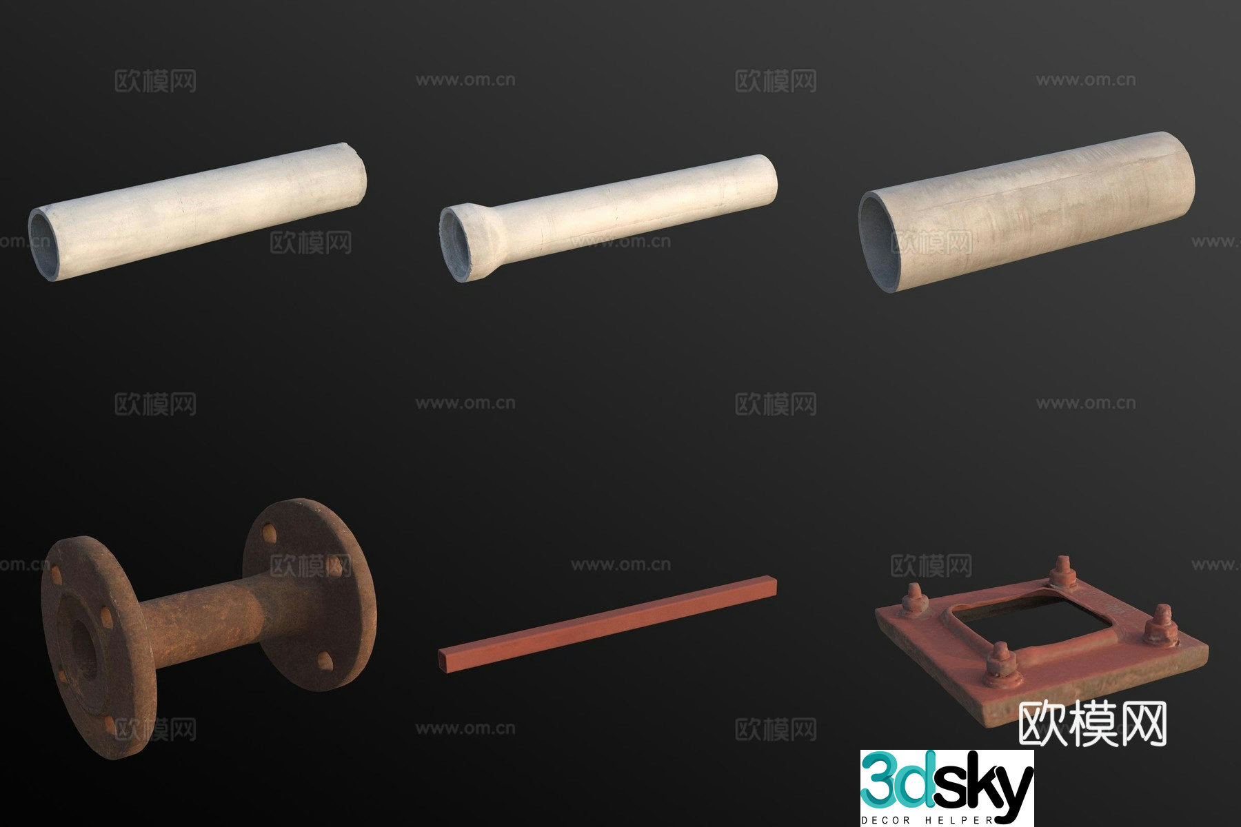 3D model of drainage pipe coil pipe